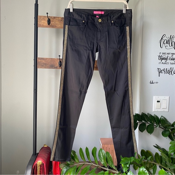 Lilly Pulitzer worth skinny low rise with side sequins pants in onyx size 6 NEW - Picture 1 of 8